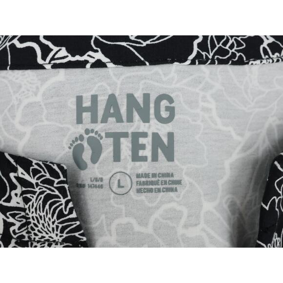 Hang Ten Dress Womens Large Black White Floral Stretch Pullover UPF 50 Plus New - Picture 3 of 16